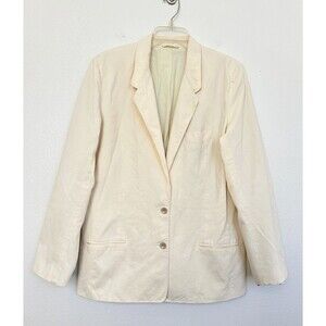 Lemaire Canvas Two Button Blazer Coat Jacket Off White Cotton Womens EU 40 US 10